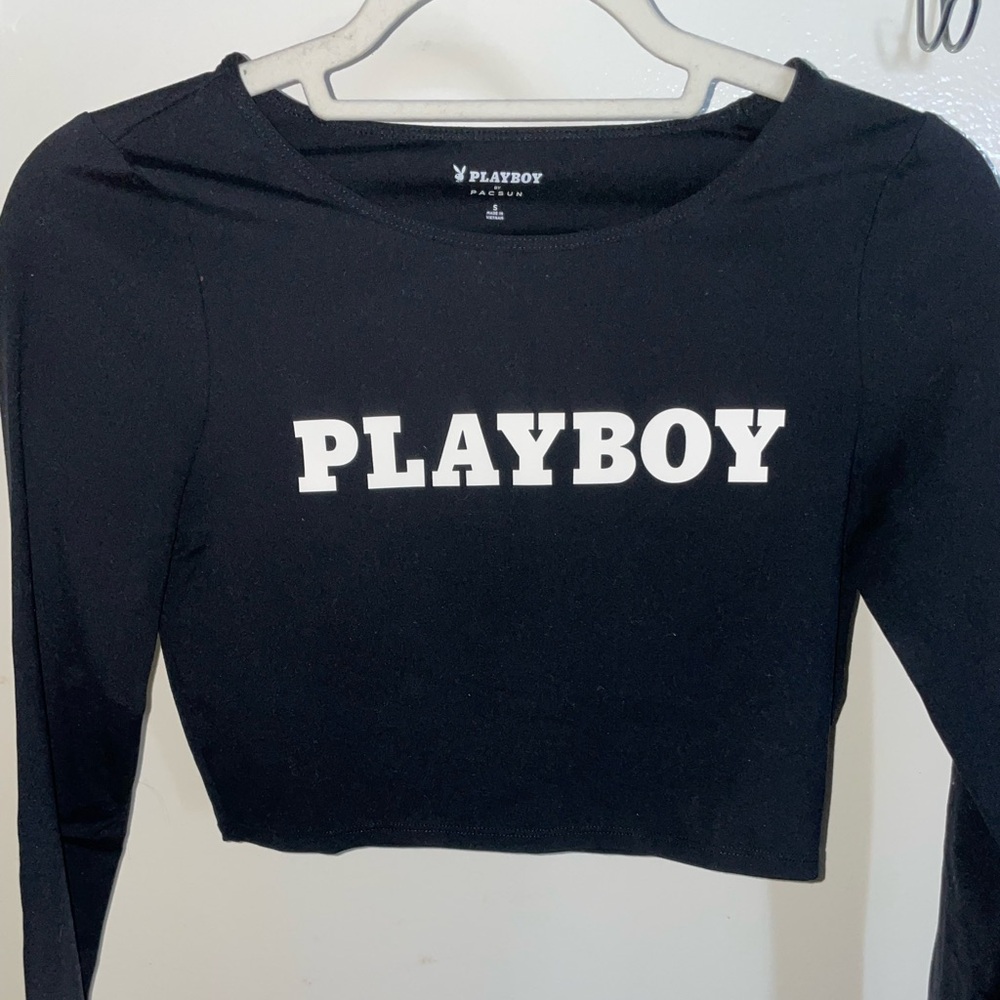 Playboy PacSun black long sleeve crop top
